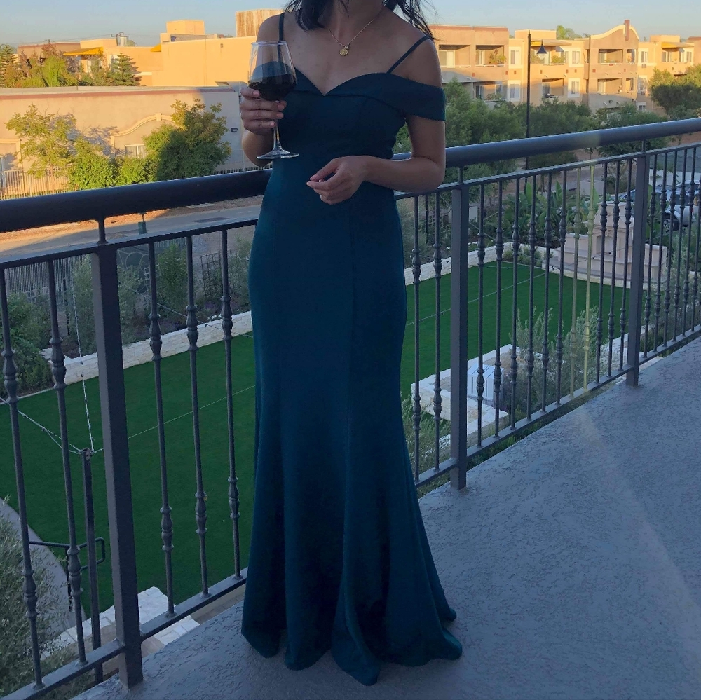 Emerald green floor length gown